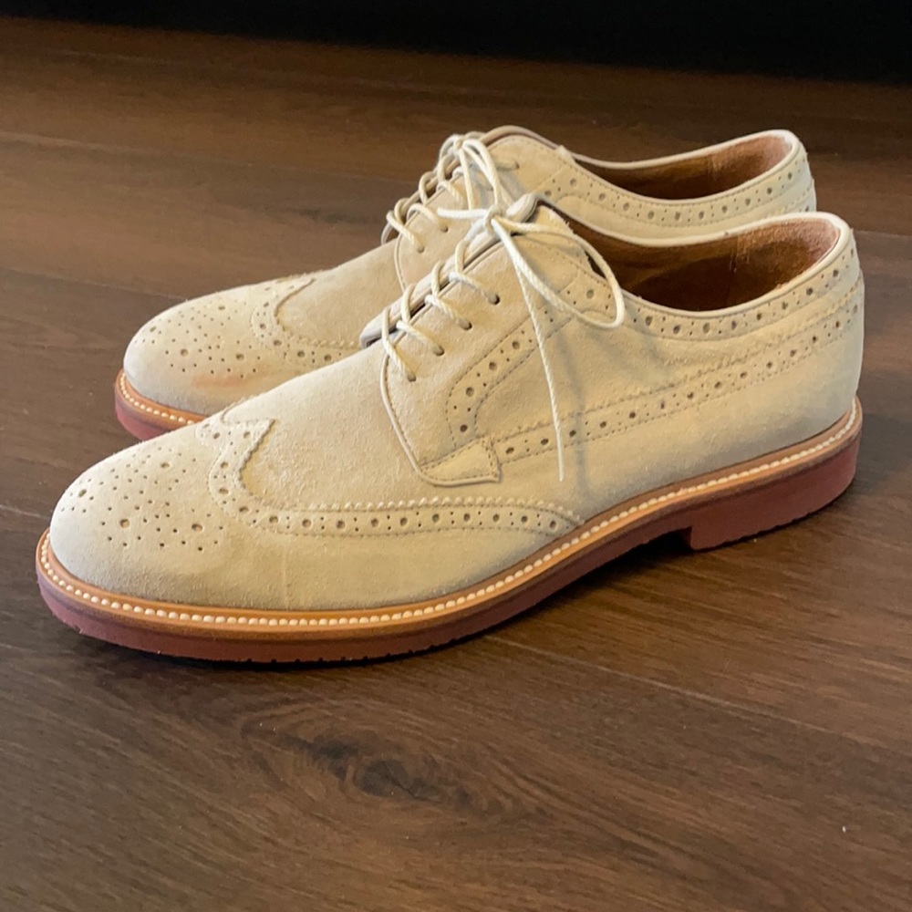 J.Crew Ludlow Wing Tips in Light Beige Suede